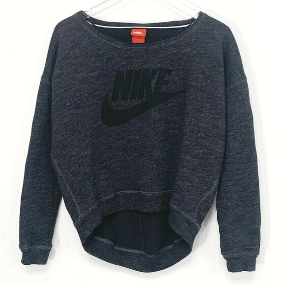 Nike Tops - Nike Womens Oversized Small Swoosh Sweatshirt Gray